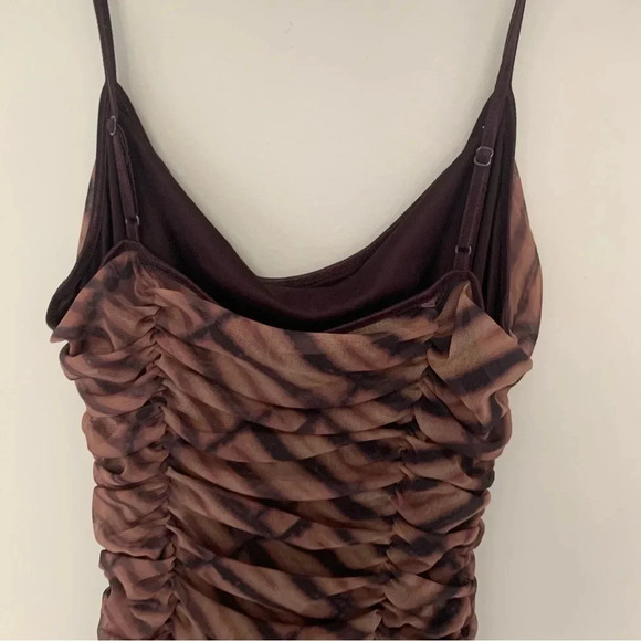 Urban Outfitters Leopard  Print Ruched Mini Dress L - Picture 5 of 9